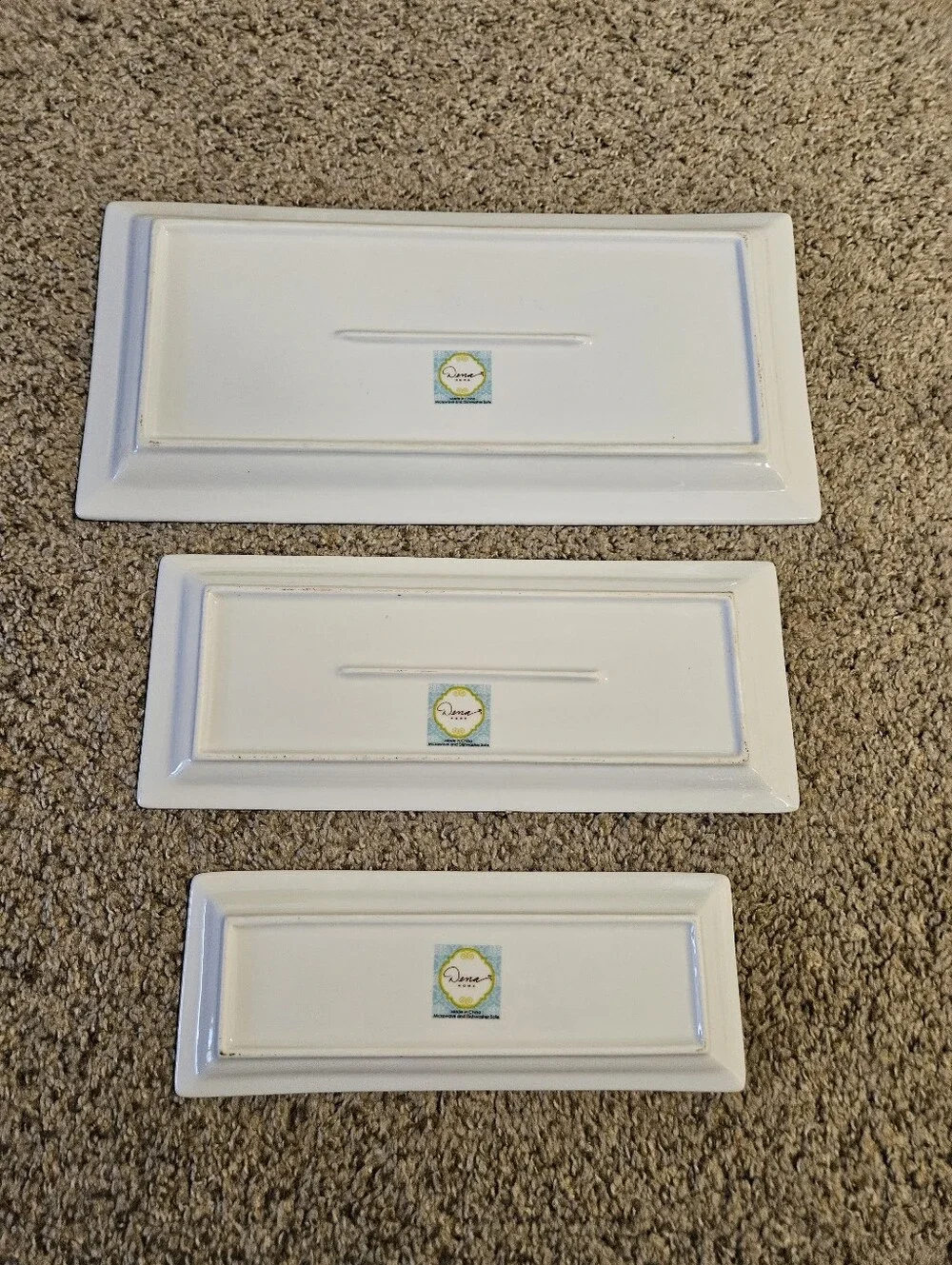 Dena Home Yellow & Light Blue Floral Ceramic Serving Trays - Set of 3